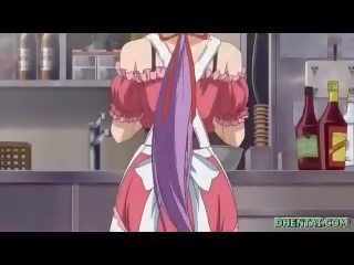 Busty hentai maid grinding her bigboobs and cumfacing