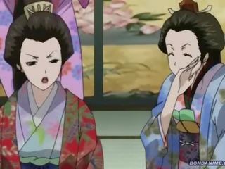 Yang hogtied / diikat dengan tangan dibelakang geisha mendapat yang basah menitis yang luar biasa kepada trot faraj